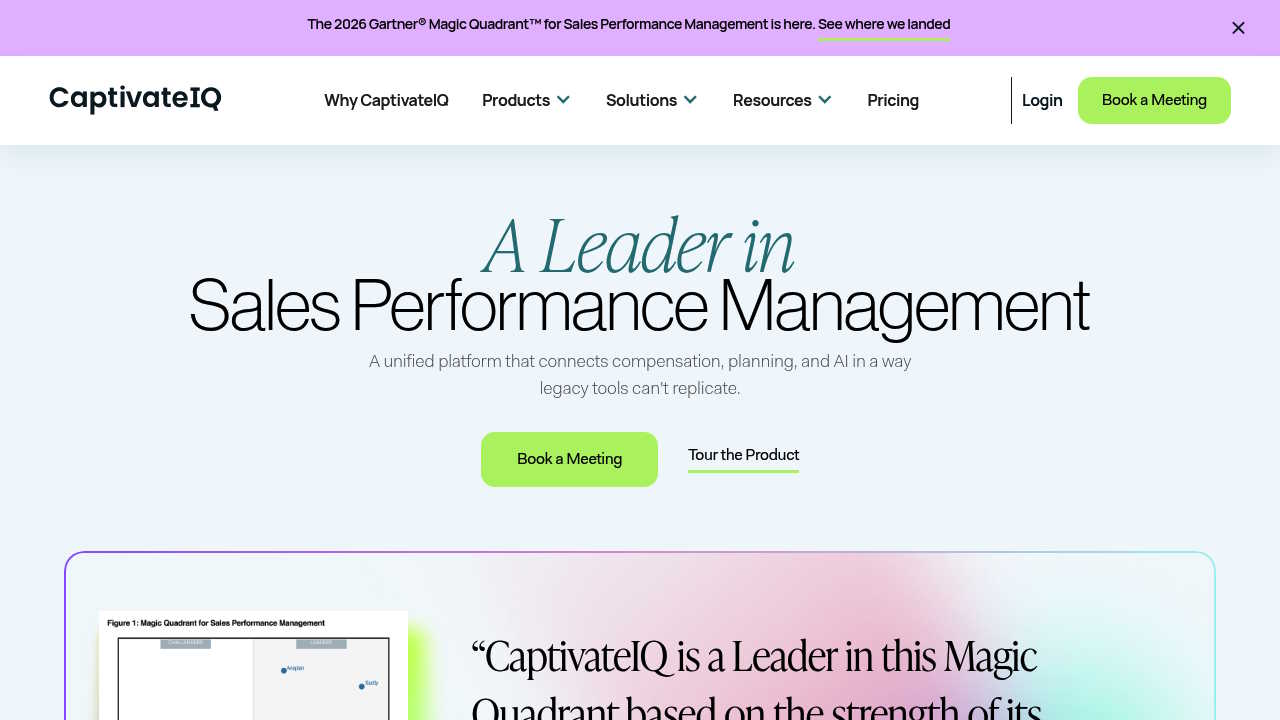 CaptivateIQ commission software homepage