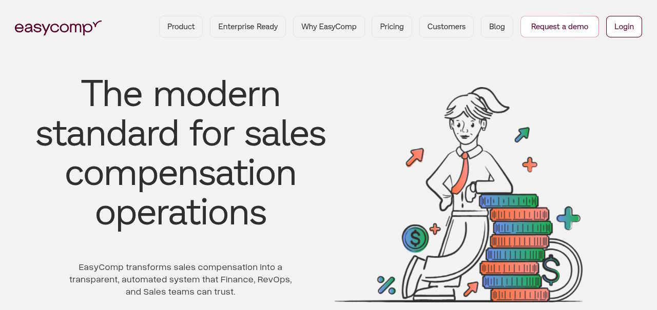 EasyComp homepage showing the cross-functional compensation platform